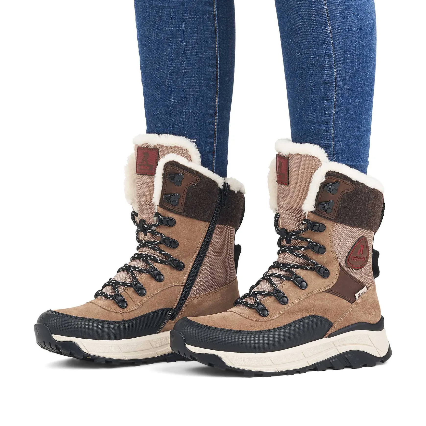 Rieker Women'S Corded Boots Sand Beige