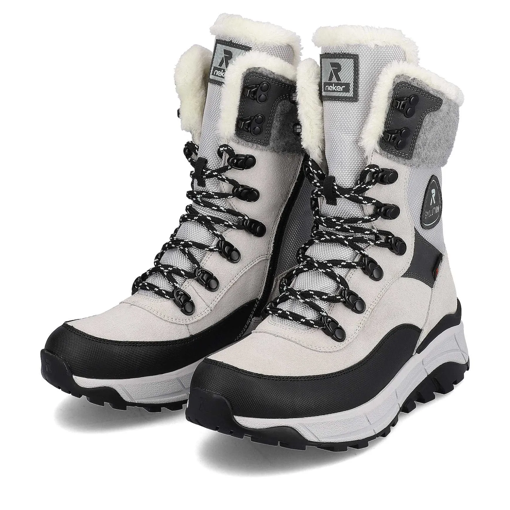 Rieker Women'S Corded Boots Creamy-White Black