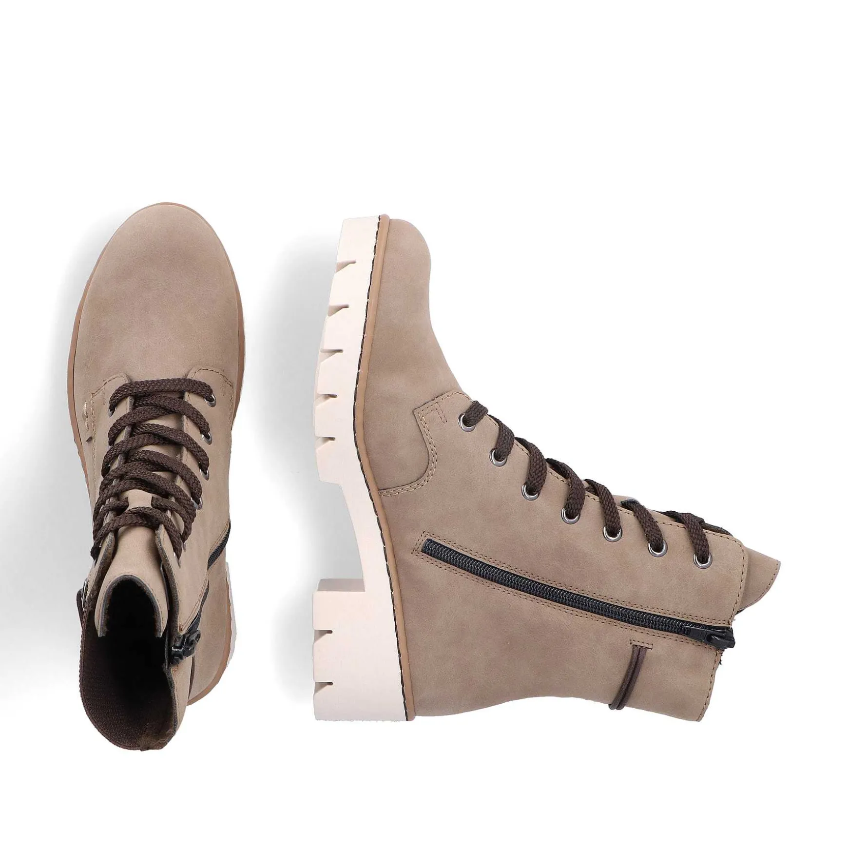 Rieker Women'S Corded Boots Beige Brown