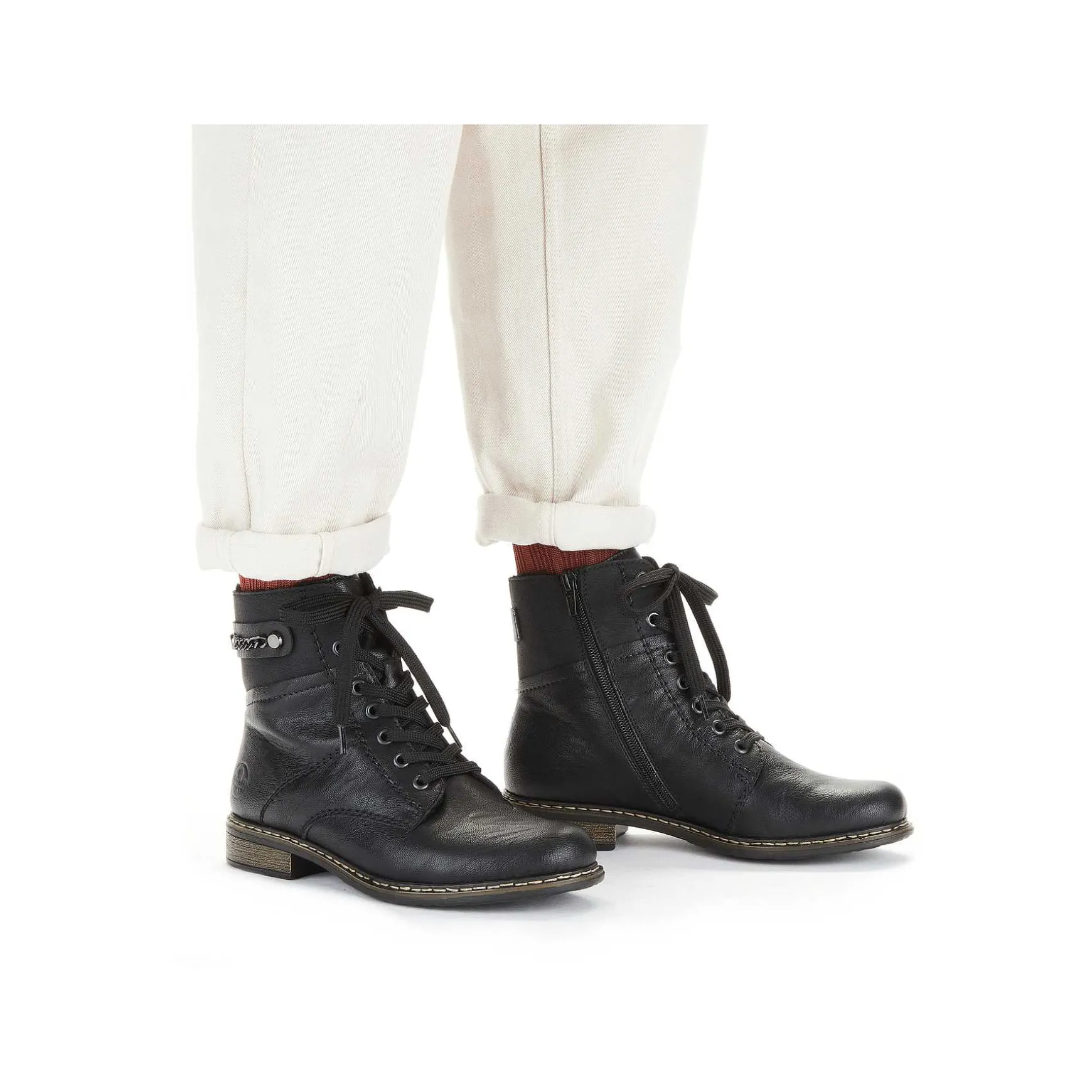 Rieker Women'S Corded Boots Deep Black
