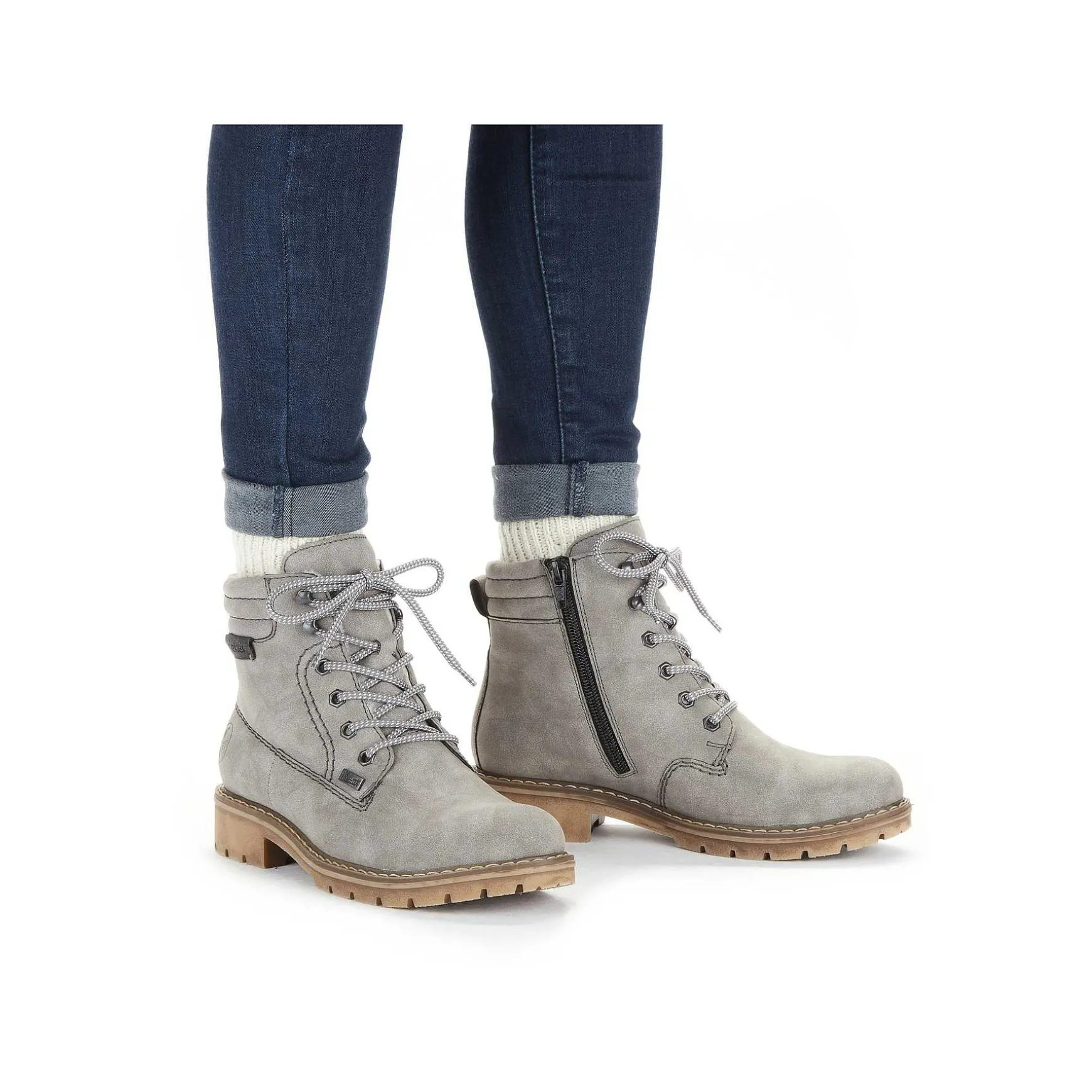 Rieker Women'S Corded Boots Silver Gray