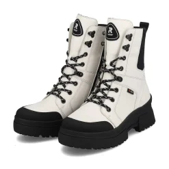Rieker Women'S Corded Boots Snow-White Deep-Black