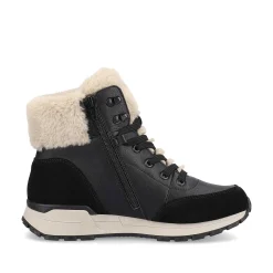 Rieker Women'S Corded Boots Midnight-Black Stone-Grey