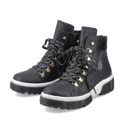 Rieker Women'S Corded Boots Deep Black