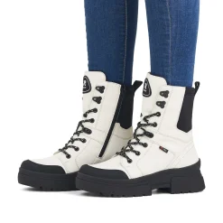 Rieker Women'S Corded Boots Snow-White Deep-Black