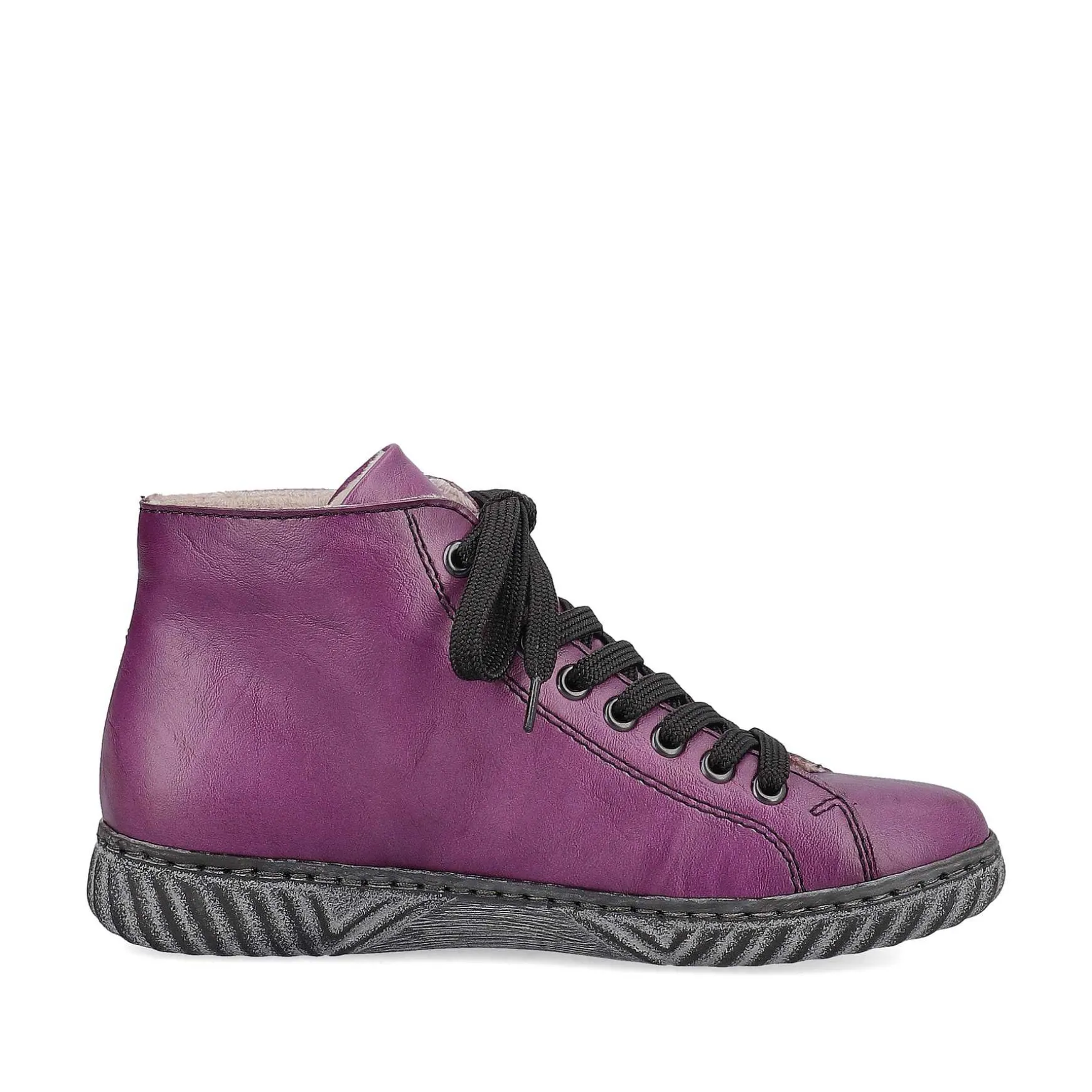 Rieker Women'S Corded Boots Aubergine-Black