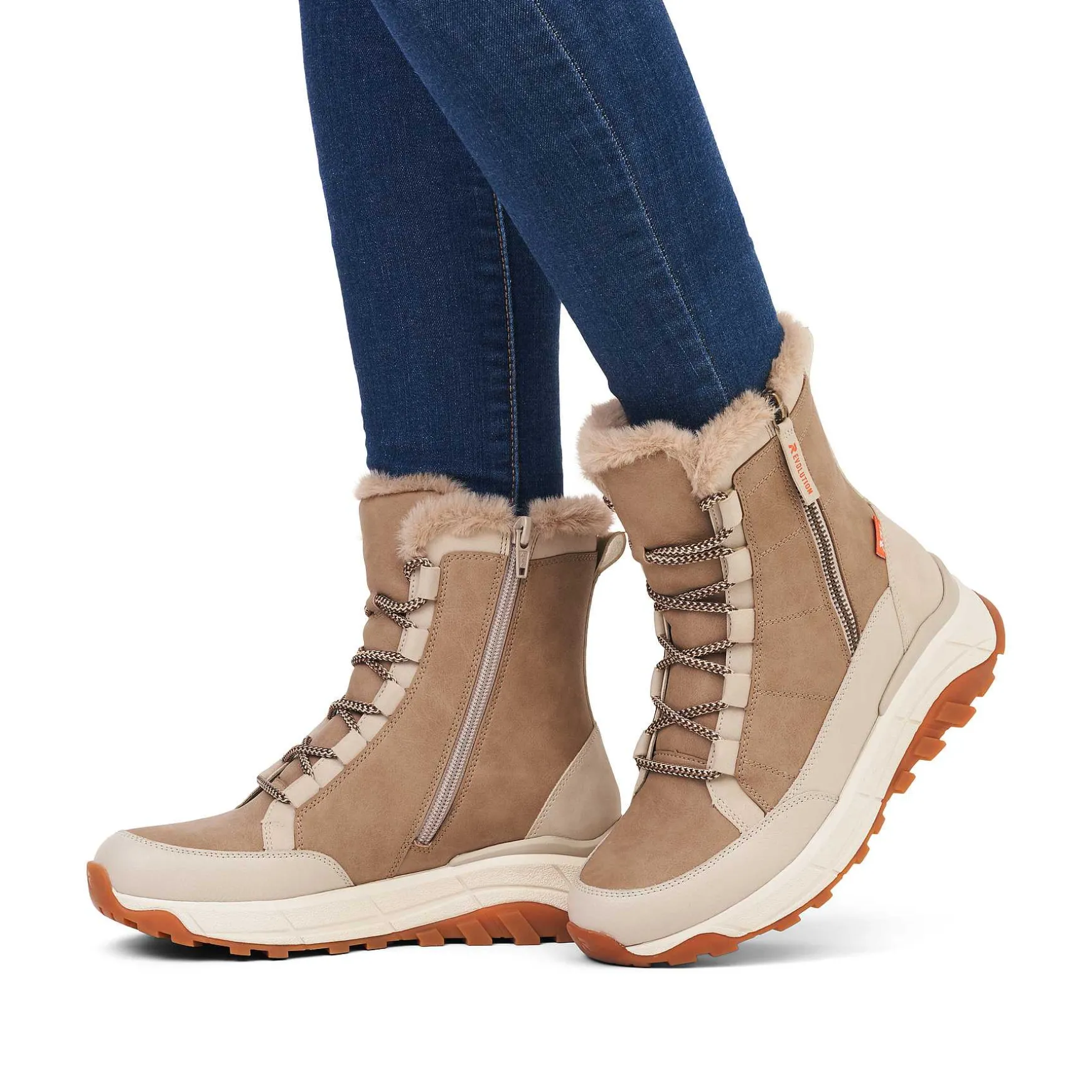 Rieker Women'S Corded Boots Cream Beige