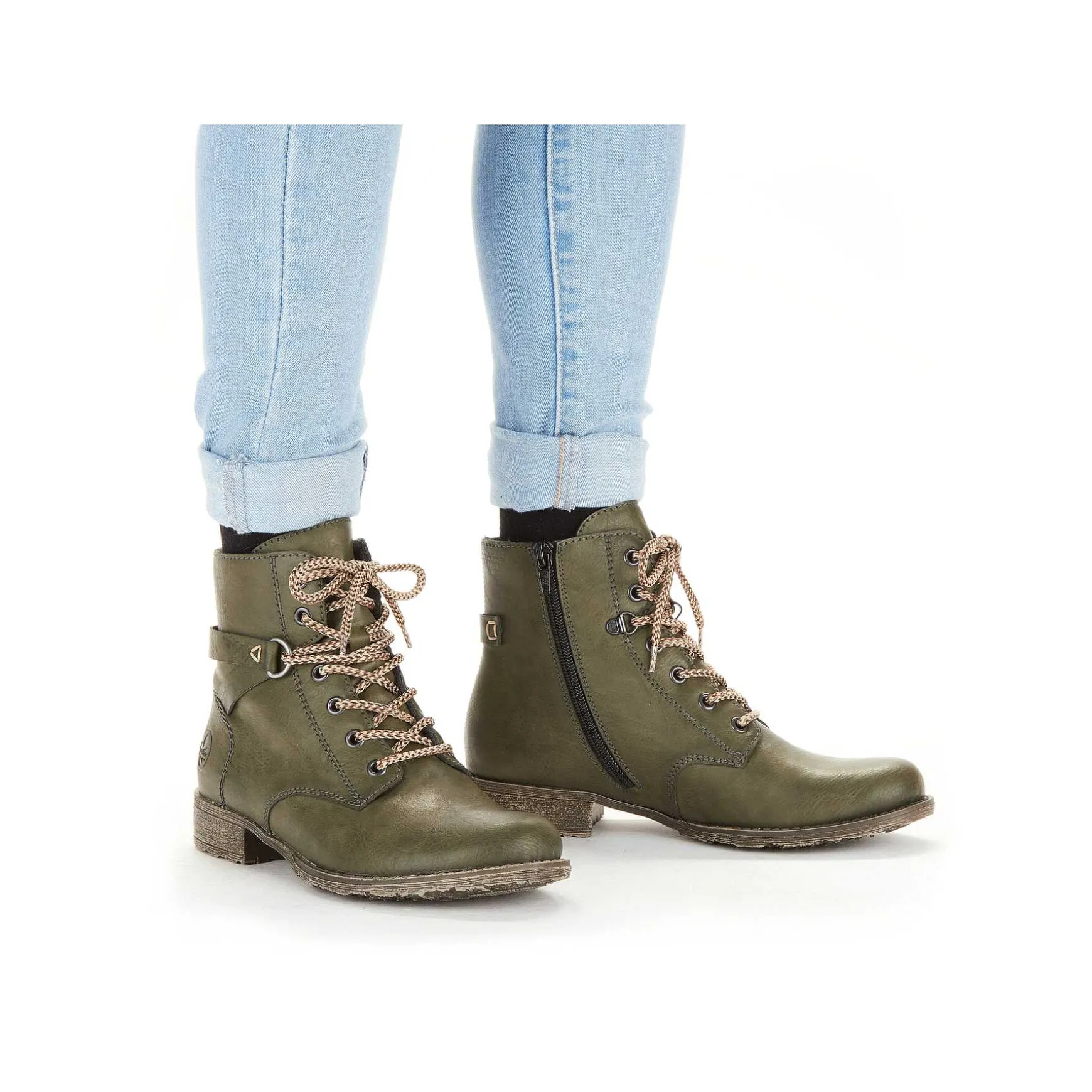 Rieker Women'S Corded Boots Olive Green