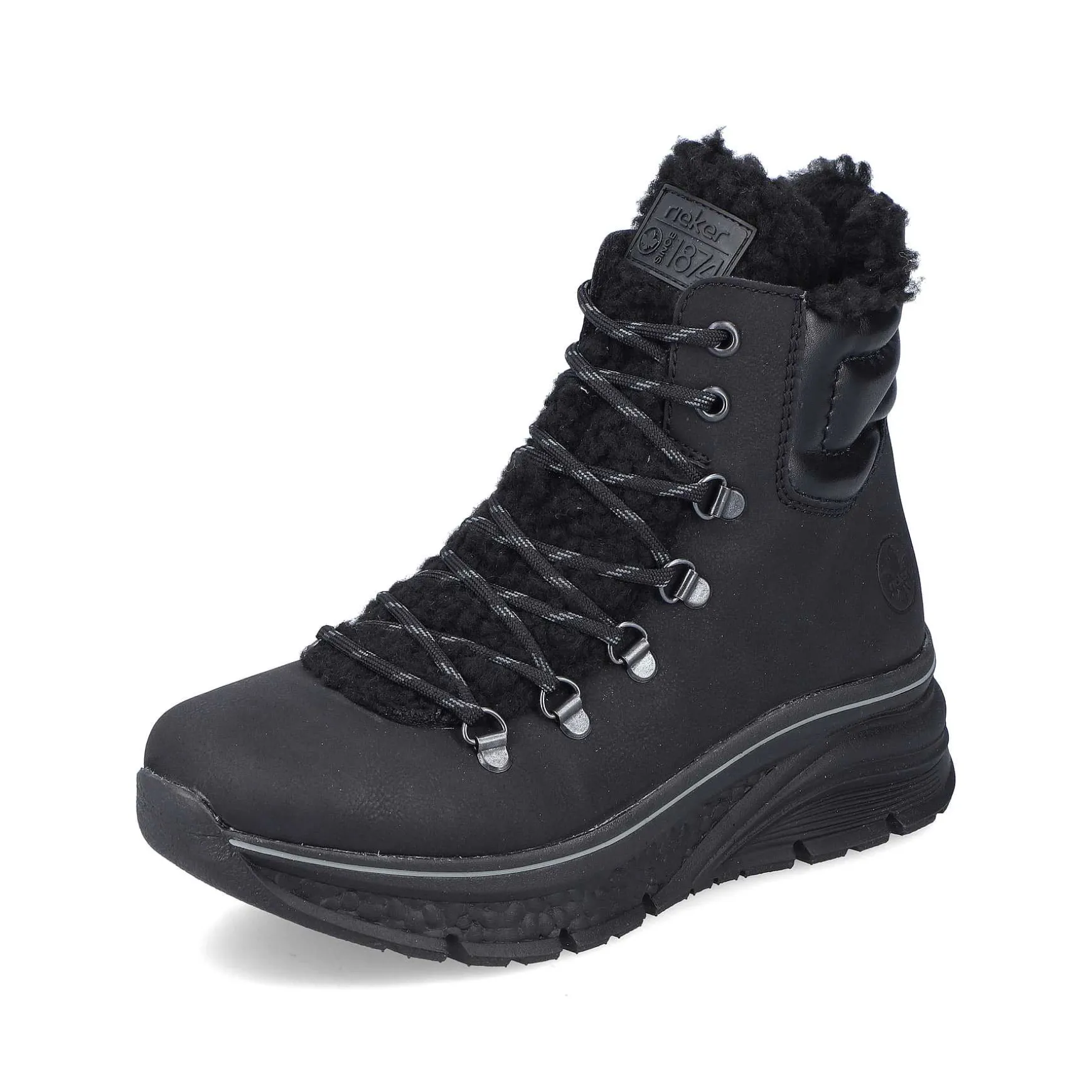 Rieker Women'S Corded Boots Asphalt Black