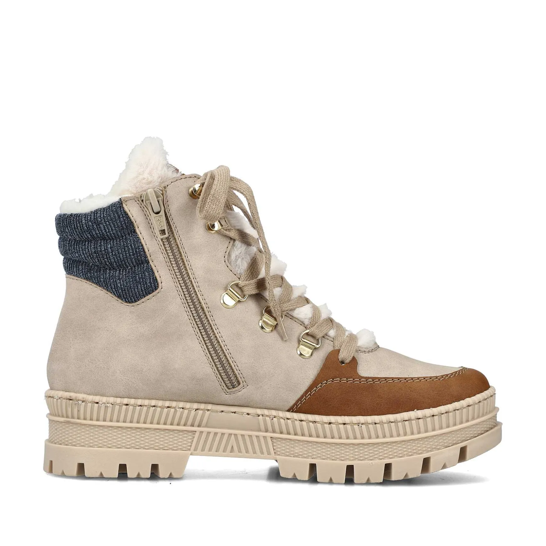 Rieker Women'S Corded Boots Beige Noisette