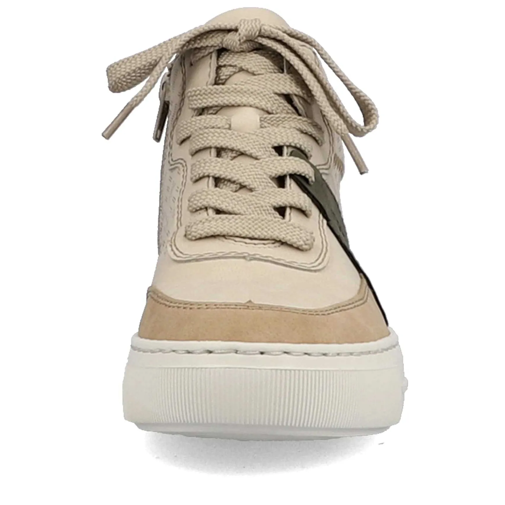 Rieker Women'S High Sneaker Cream Beige-Khaki Green