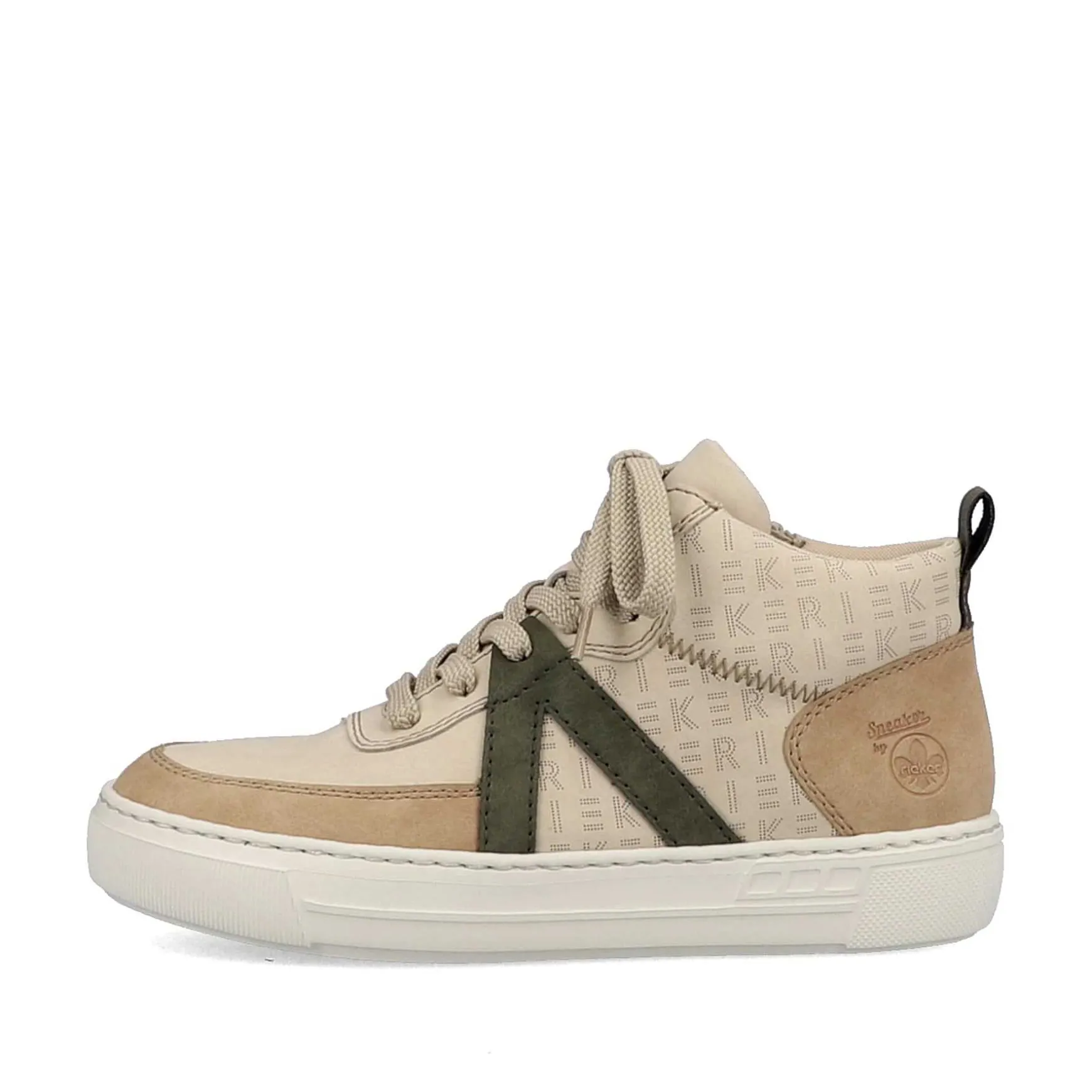 Rieker Women'S High Sneaker Cream Beige-Khaki Green