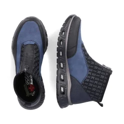 Rieker Women'S High Sneaker Asphalt Black-Ocean Blue
