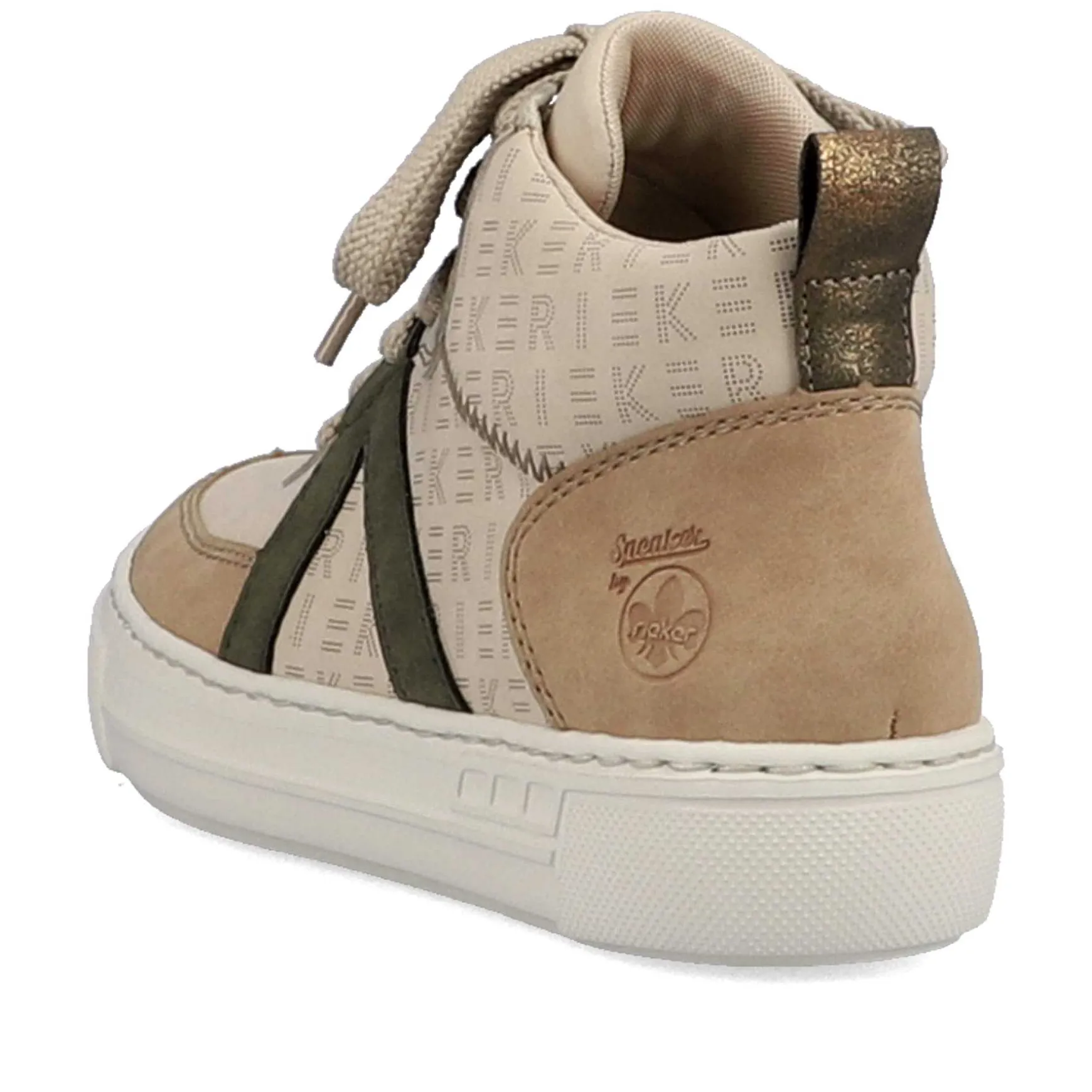 Rieker Women'S High Sneaker Cream Beige-Khaki Green