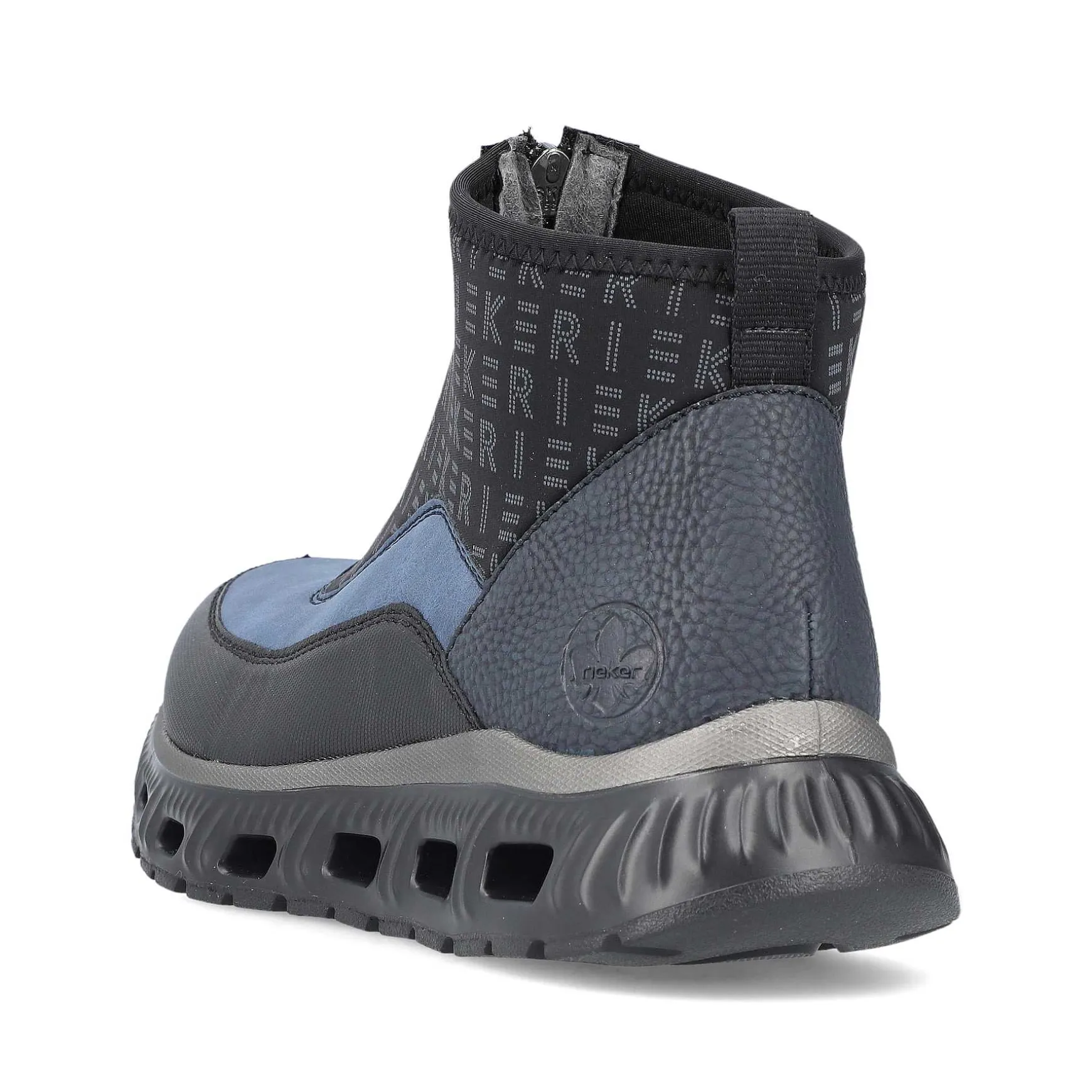Rieker Women'S High Sneaker Asphalt Black-Ocean Blue