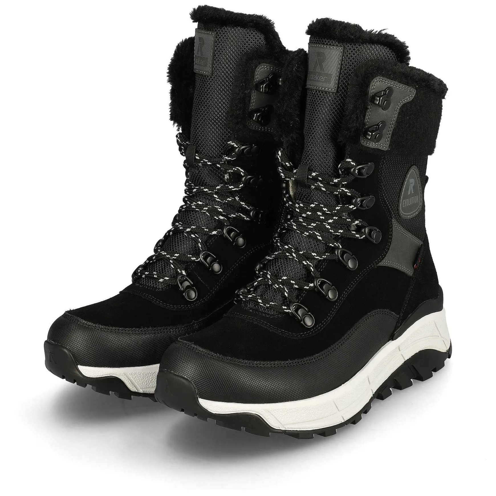 Rieker Women'S Laced Boots Steel Black