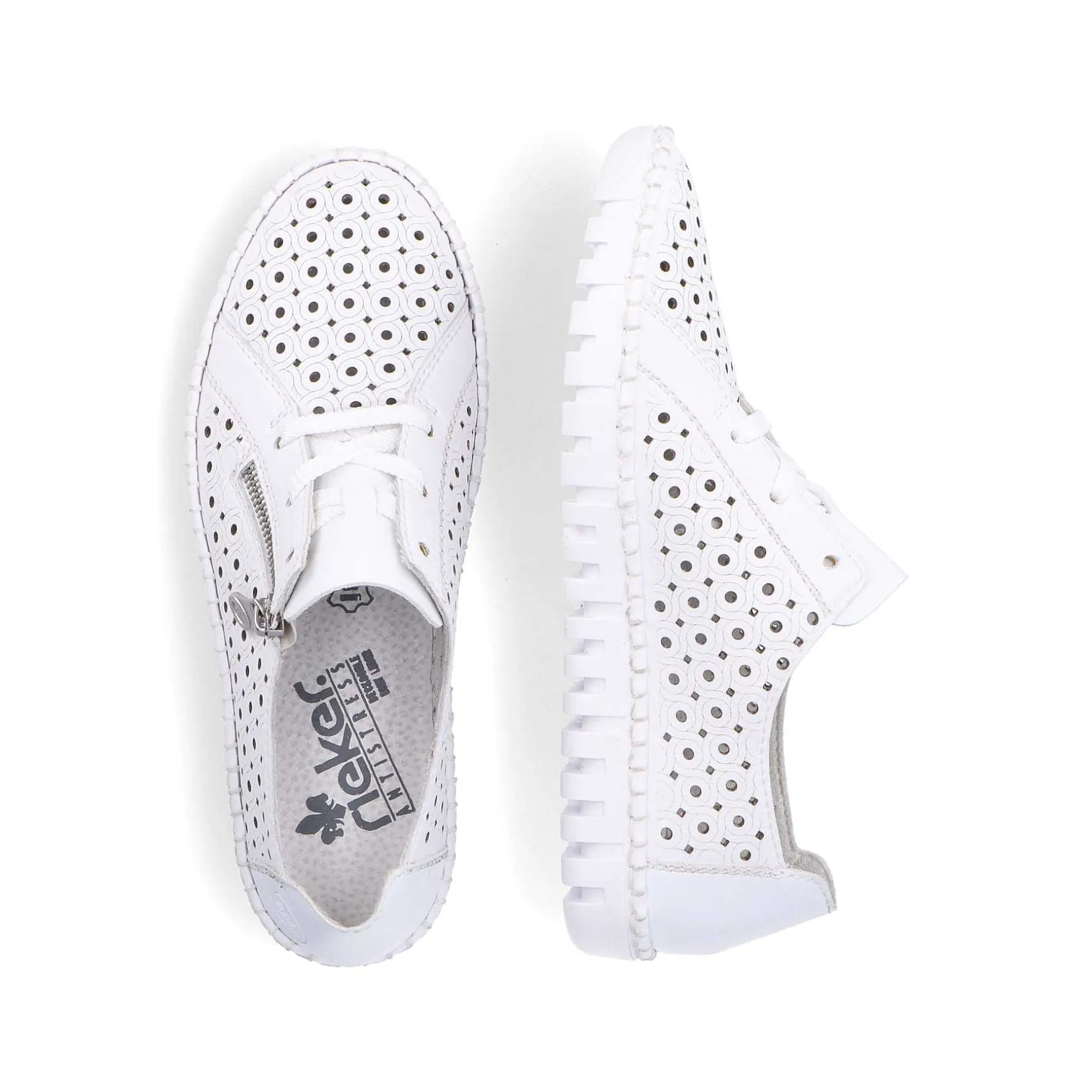 Rieker Women'S Laced Shoes Pearl White