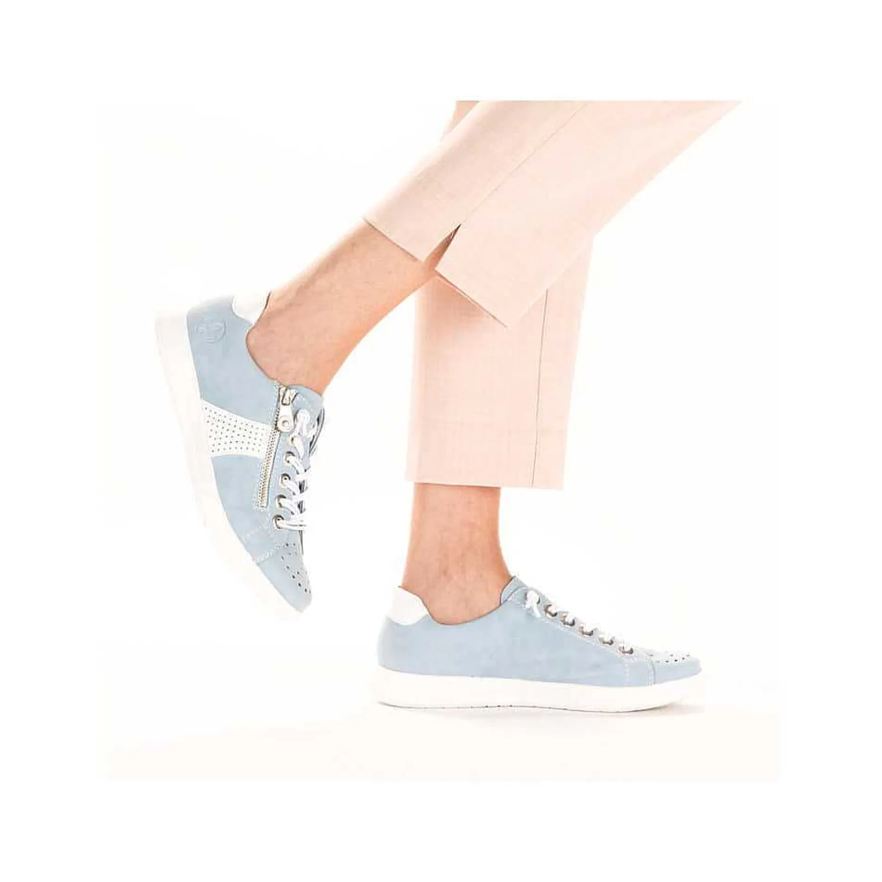 Rieker Women'S Lace-Up Shoes Sky Blue And White