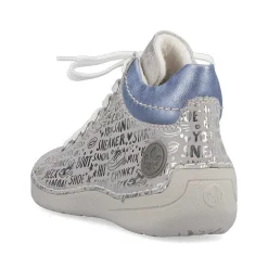 Rieker Women'S Lace-Up Shoes Silver Gray-Sky Blue