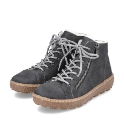 Rieker Women'S Lace-Up Shoes Asphalt Gray