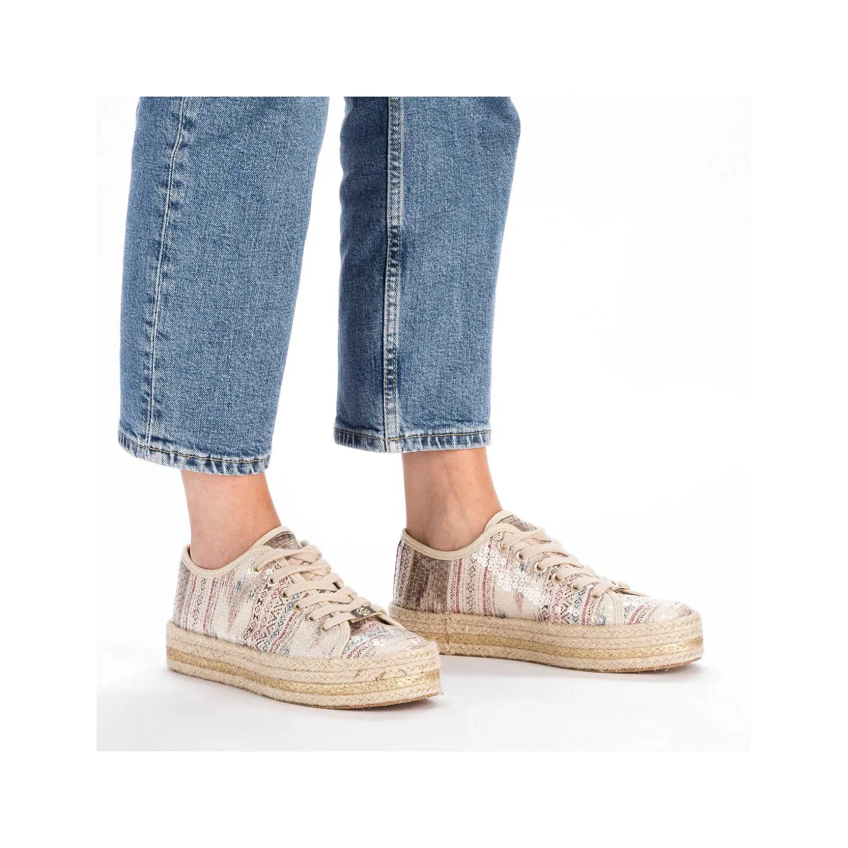 Rieker Women'S Lace-Up Shoes Light Beige