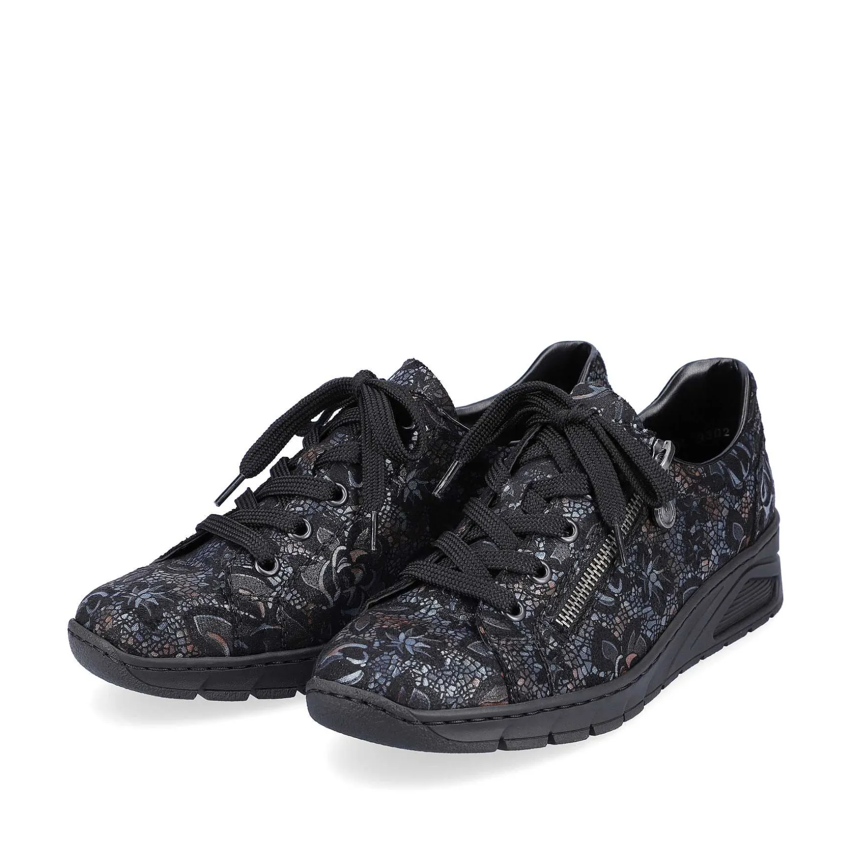 Rieker Women'S Lace-Up Shoes Black Metallic