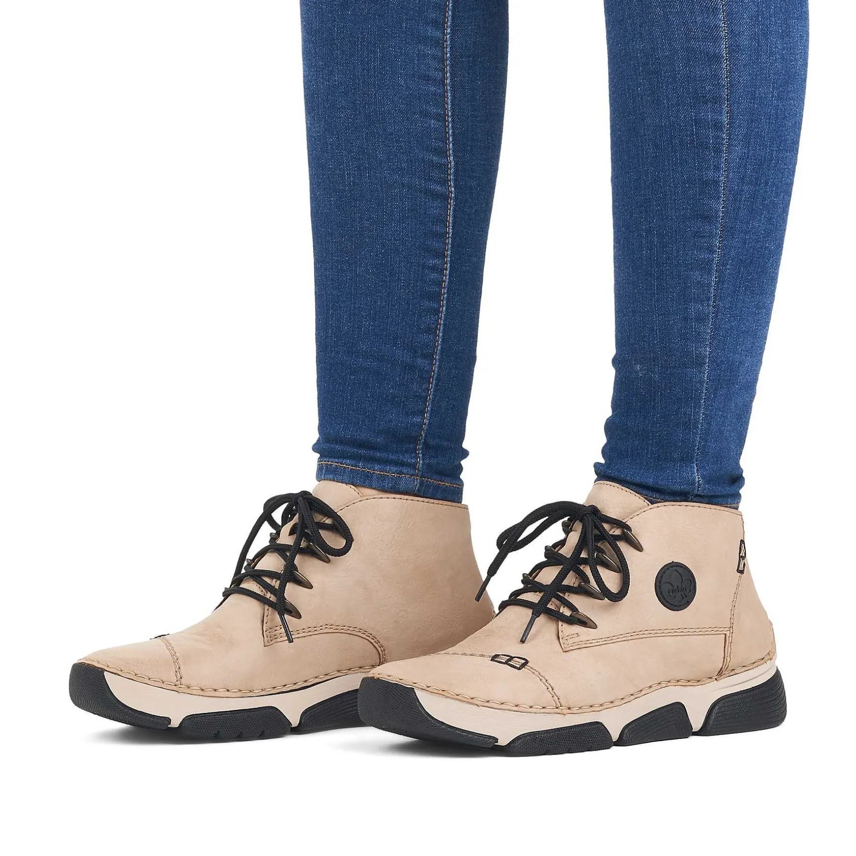 Rieker Women'S Lace-Up Shoes Cream Beige