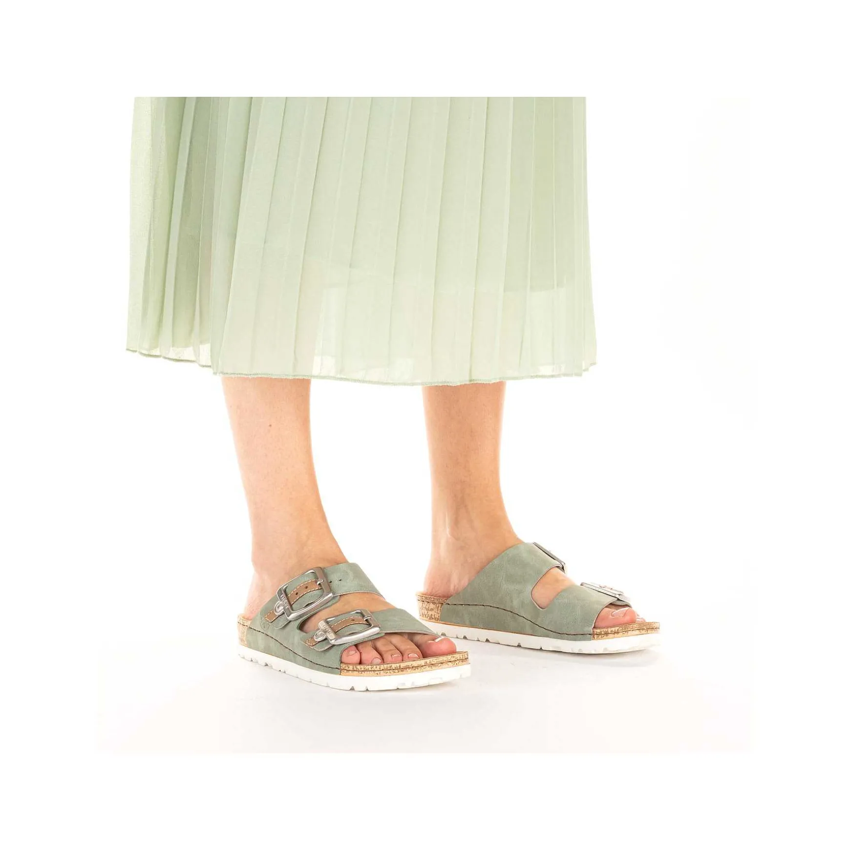 Rieker Women'S Mules Khaki Green