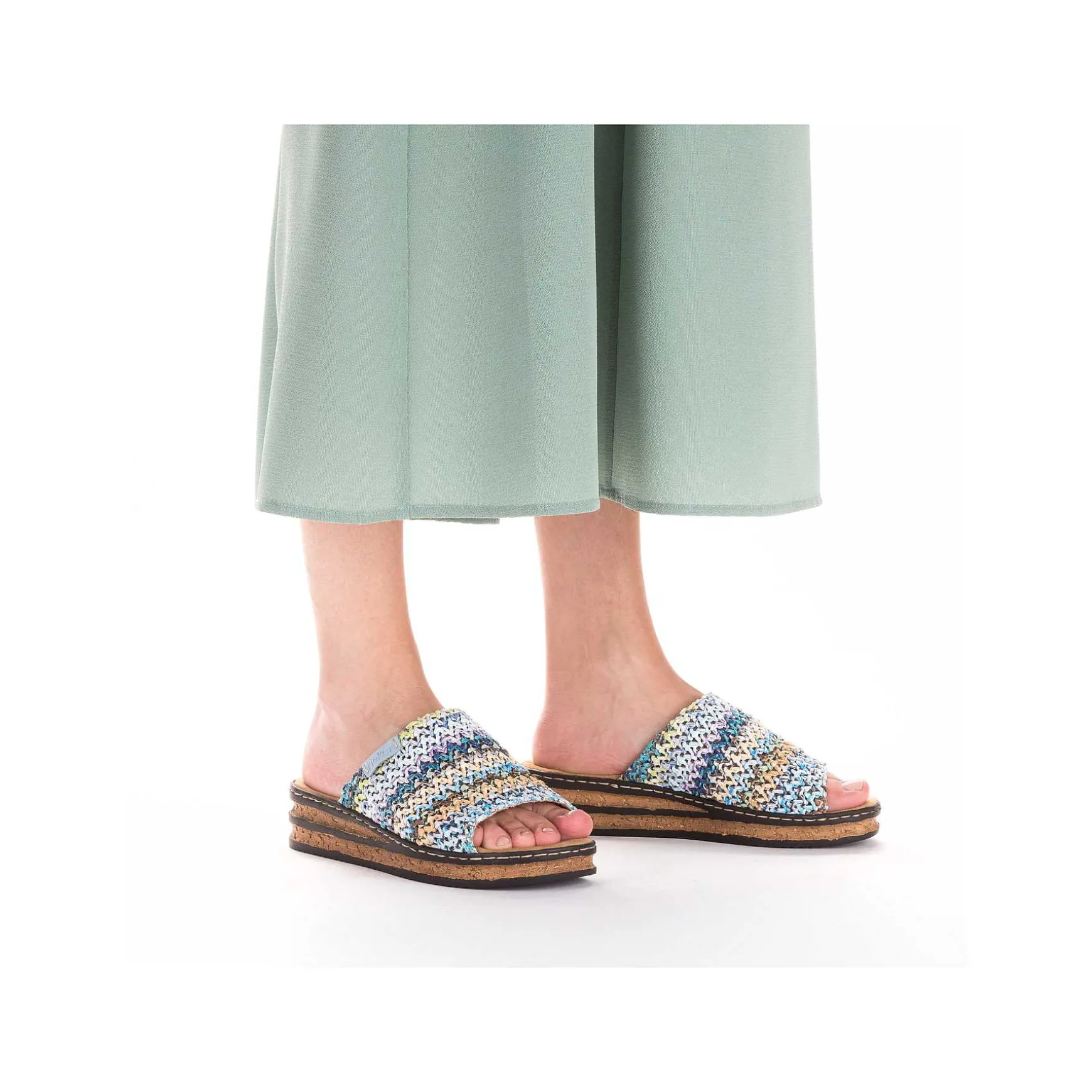 Rieker Women'S Mules Multi-Sky Blue