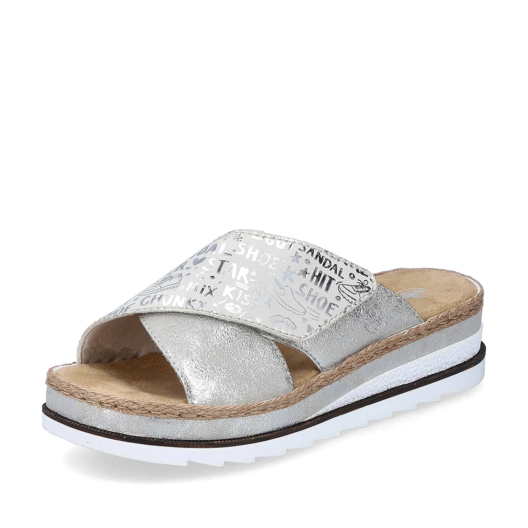 Rieker Women'S Mules Silver Metallic