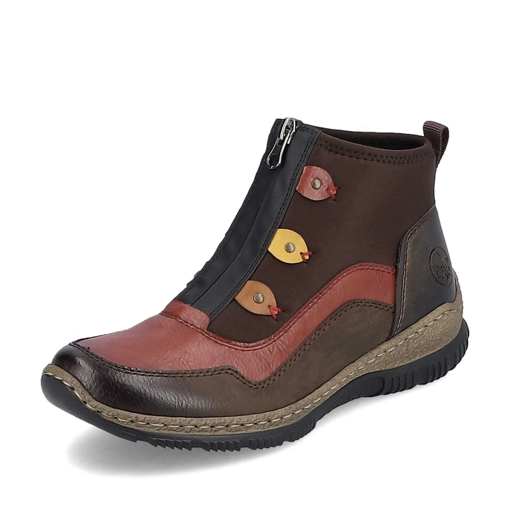 Rieker Women'S Slippers Black And Wine Red