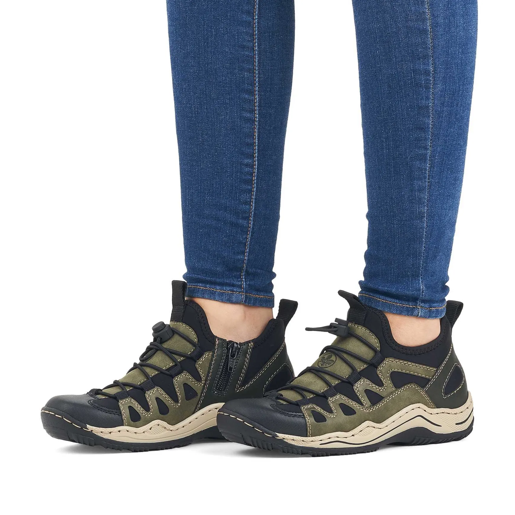 Rieker Women'S Slippers Olive Green-Black