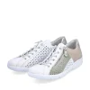Rieker Women'S Slippers Pearl White-Mint Green-Beige