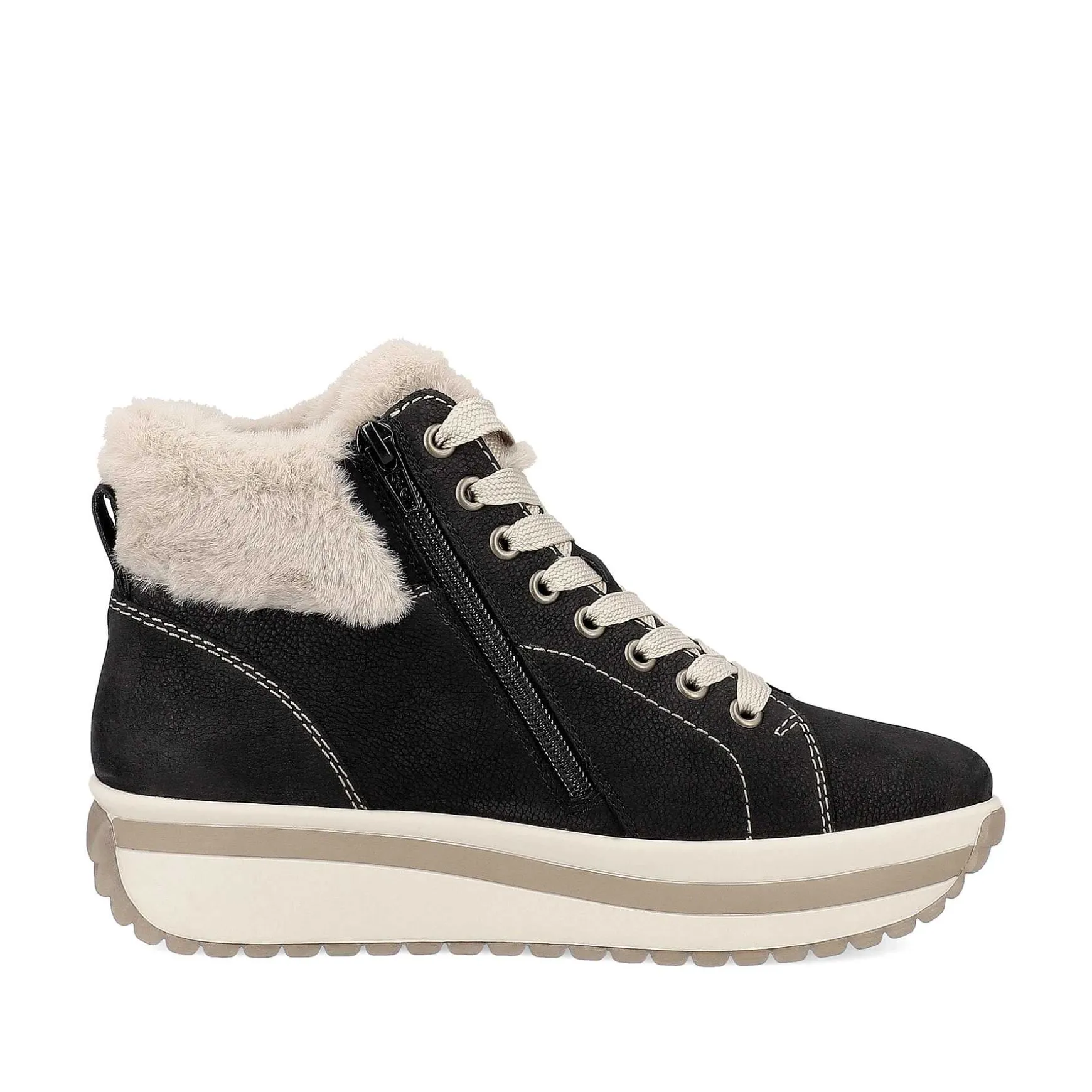 Rieker Women'S Sneaker High Night Black Cream Beige