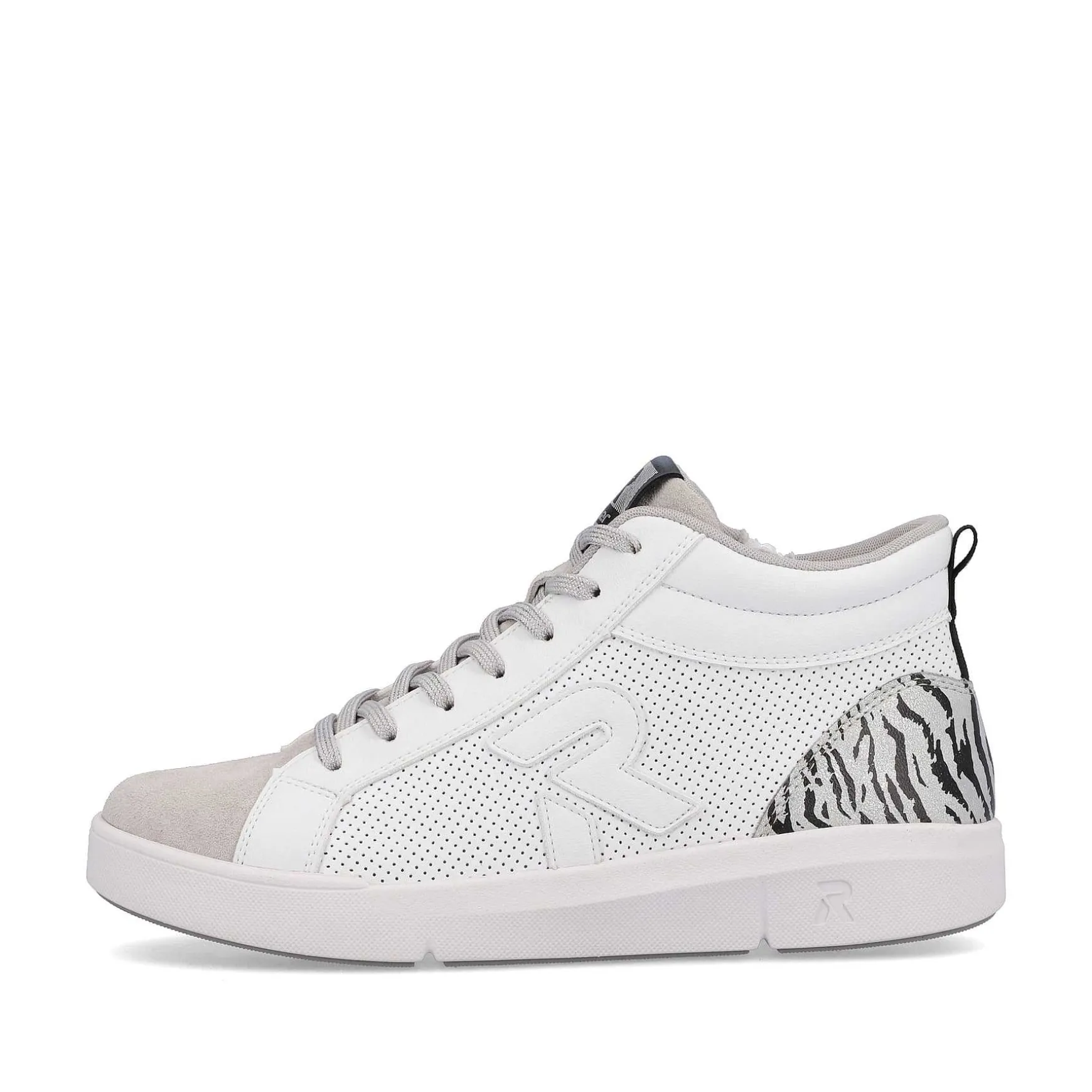 Rieker Women'S Sneaker High Swan-White Arctic-Grey Zebra