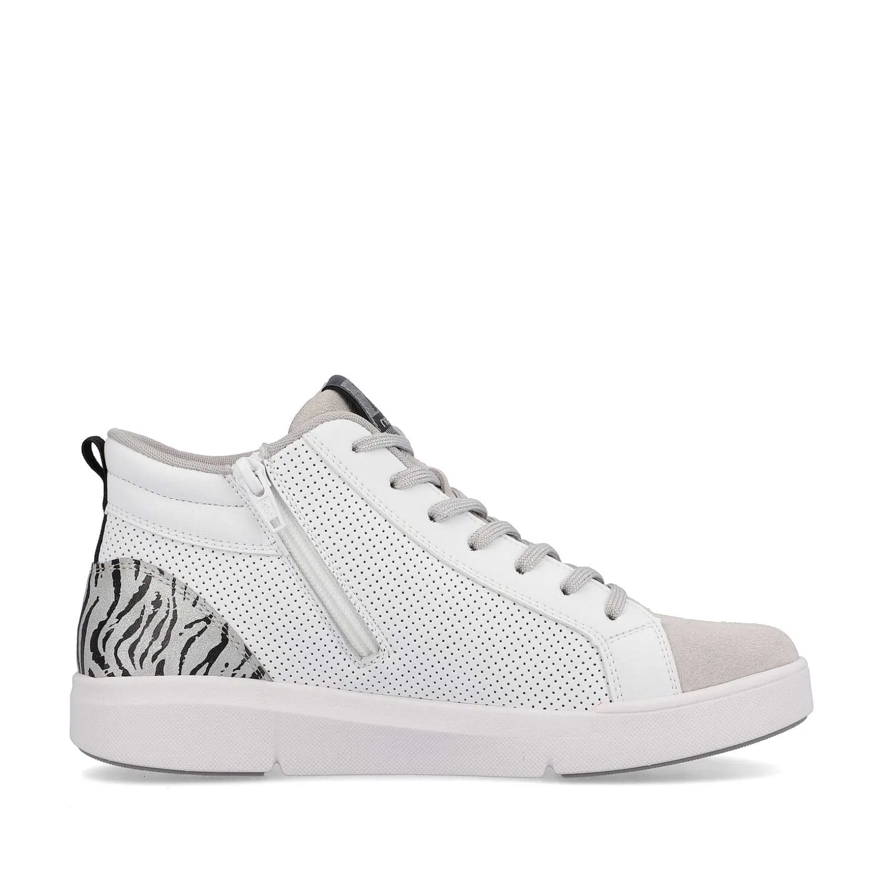 Rieker Women'S Sneaker High Swan-White Arctic-Grey Zebra