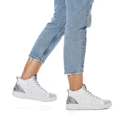 Rieker Women'S Sneaker High Swan-White Arctic-Grey Zebra