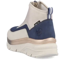 Rieker Women'S Sneaker High Light Beige-Denim Blue