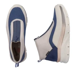 Rieker Women'S Sneaker High Light Beige-Denim Blue