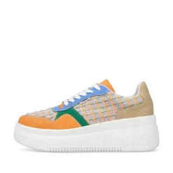 Rieker Women'S Sneaker Low Multi-Orange-Emerald Green