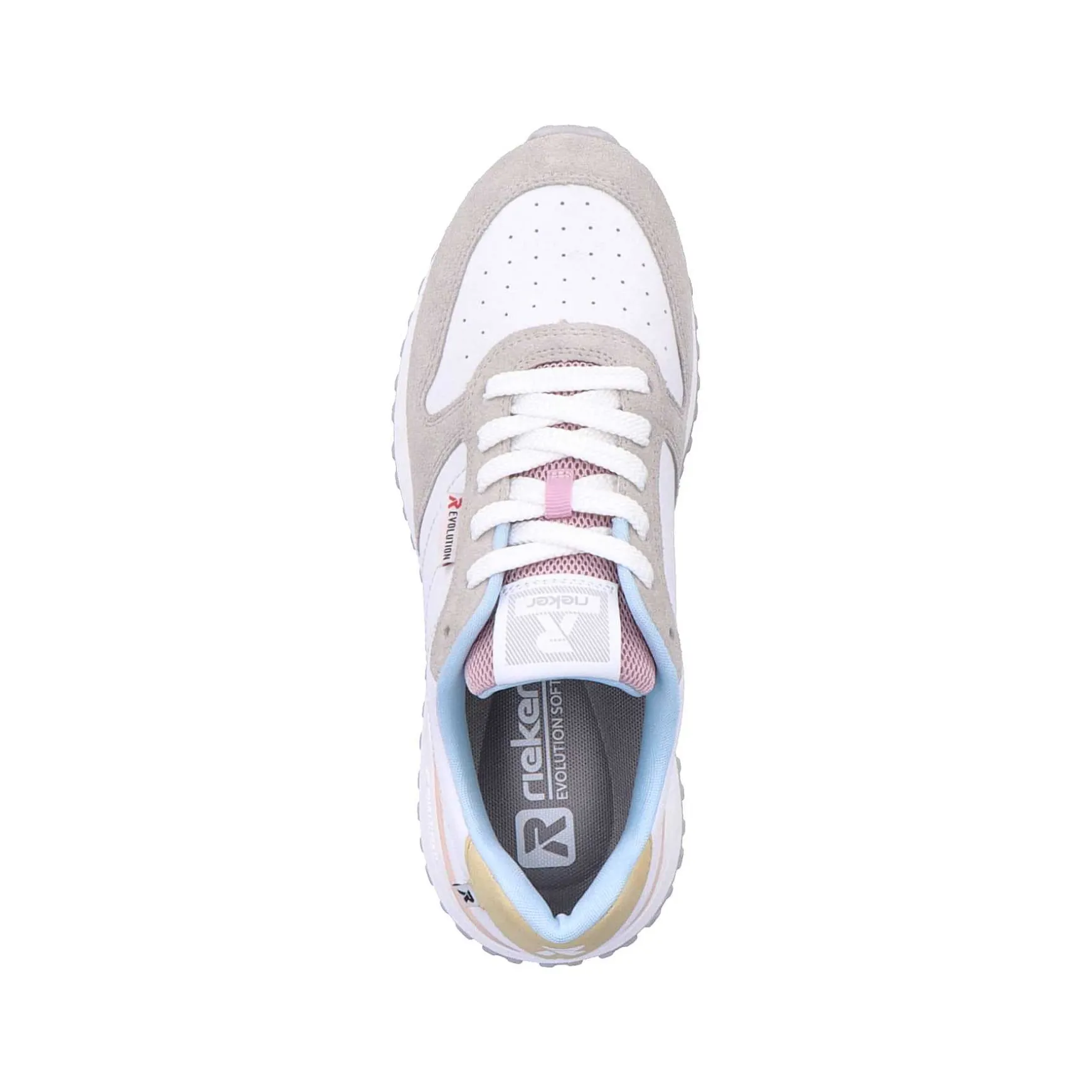 Rieker Women'S Sneaker Low Swan-White Stone-Grey