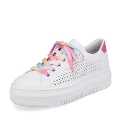 Rieker Women'S Sneaker Low Cream White-Flamigor Pink