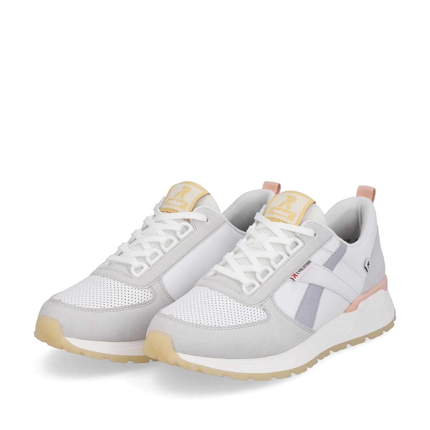 Rieker Women'S Sneaker Low Swan-White Clay-Beige Pastel