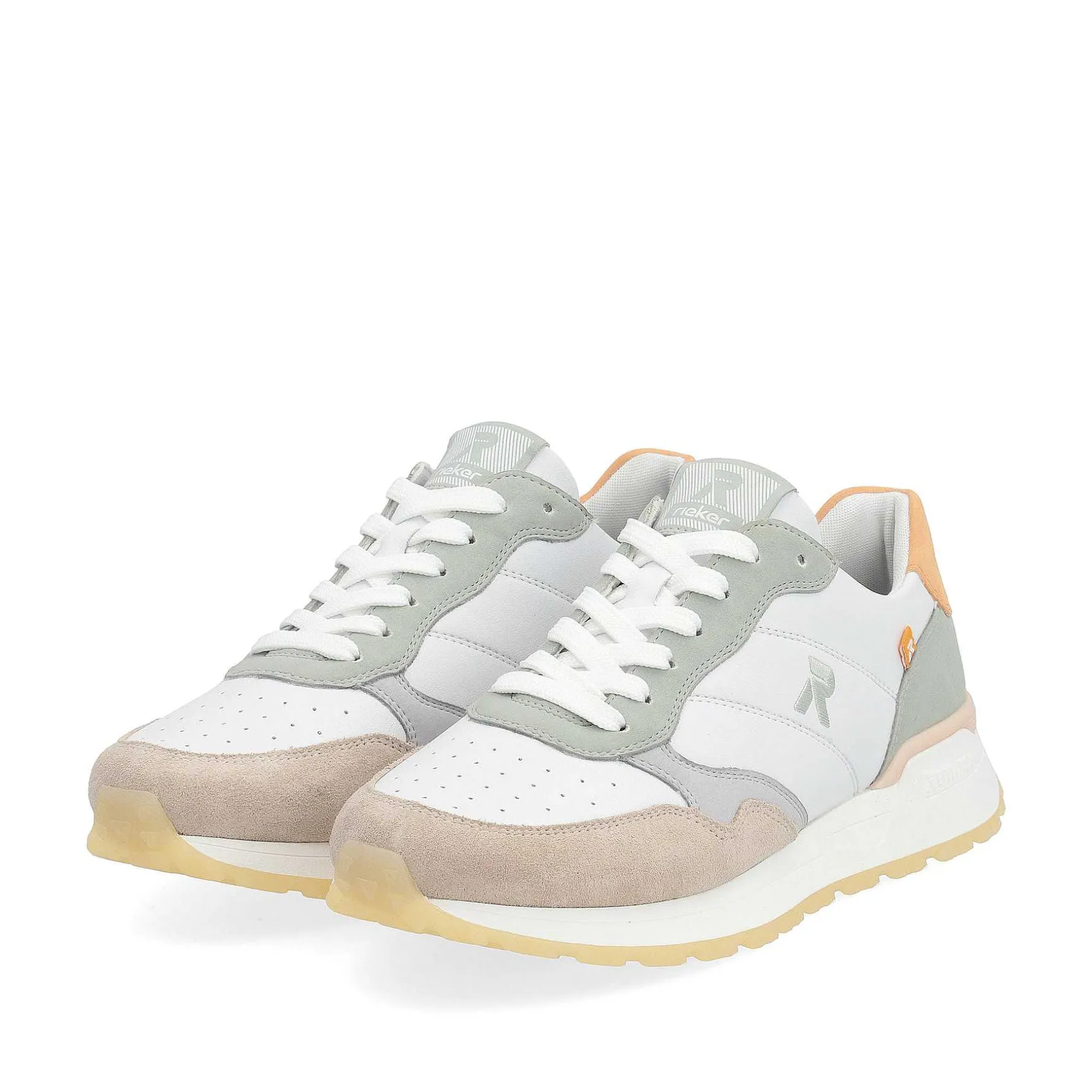 Rieker Women'S Sneaker Low Pearl-White Grey-Green