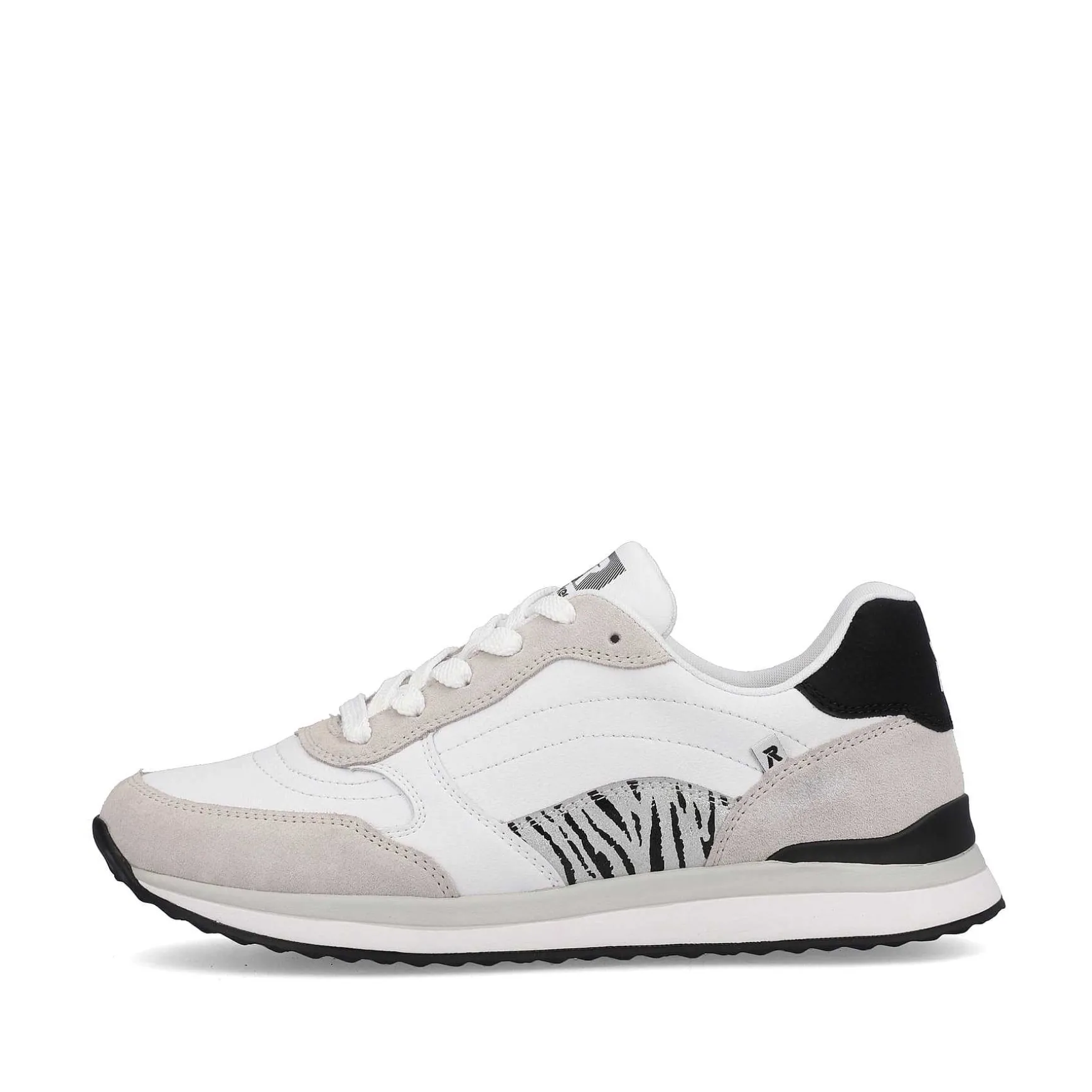 Rieker Women'S Sneaker Low Swan-White Arctic-Grey Zebra