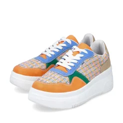 Rieker Women'S Sneaker Low Multi-Orange-Emerald Green