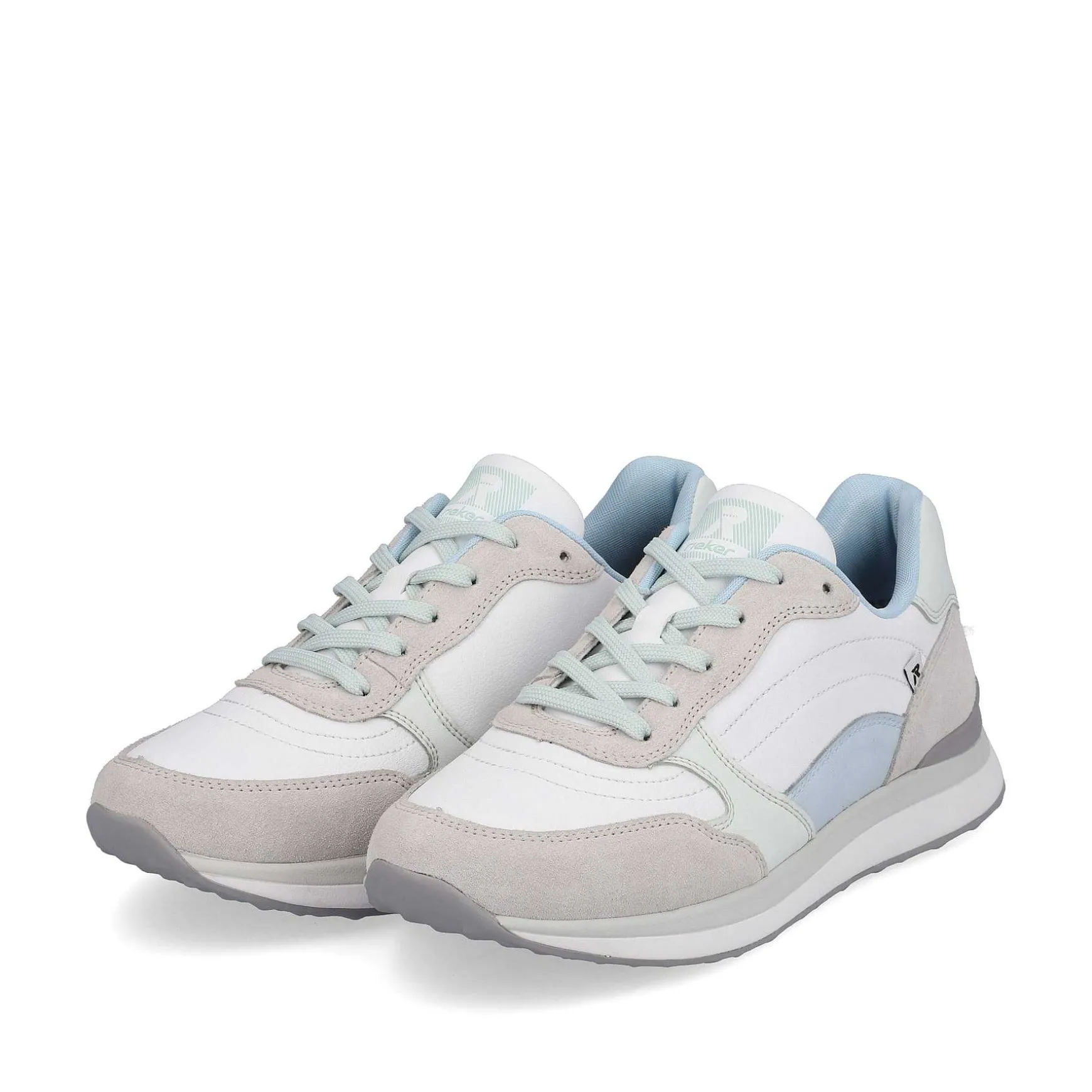 Rieker Women'S Sneaker Low Swan-White Clay-Beige Ice-Blue