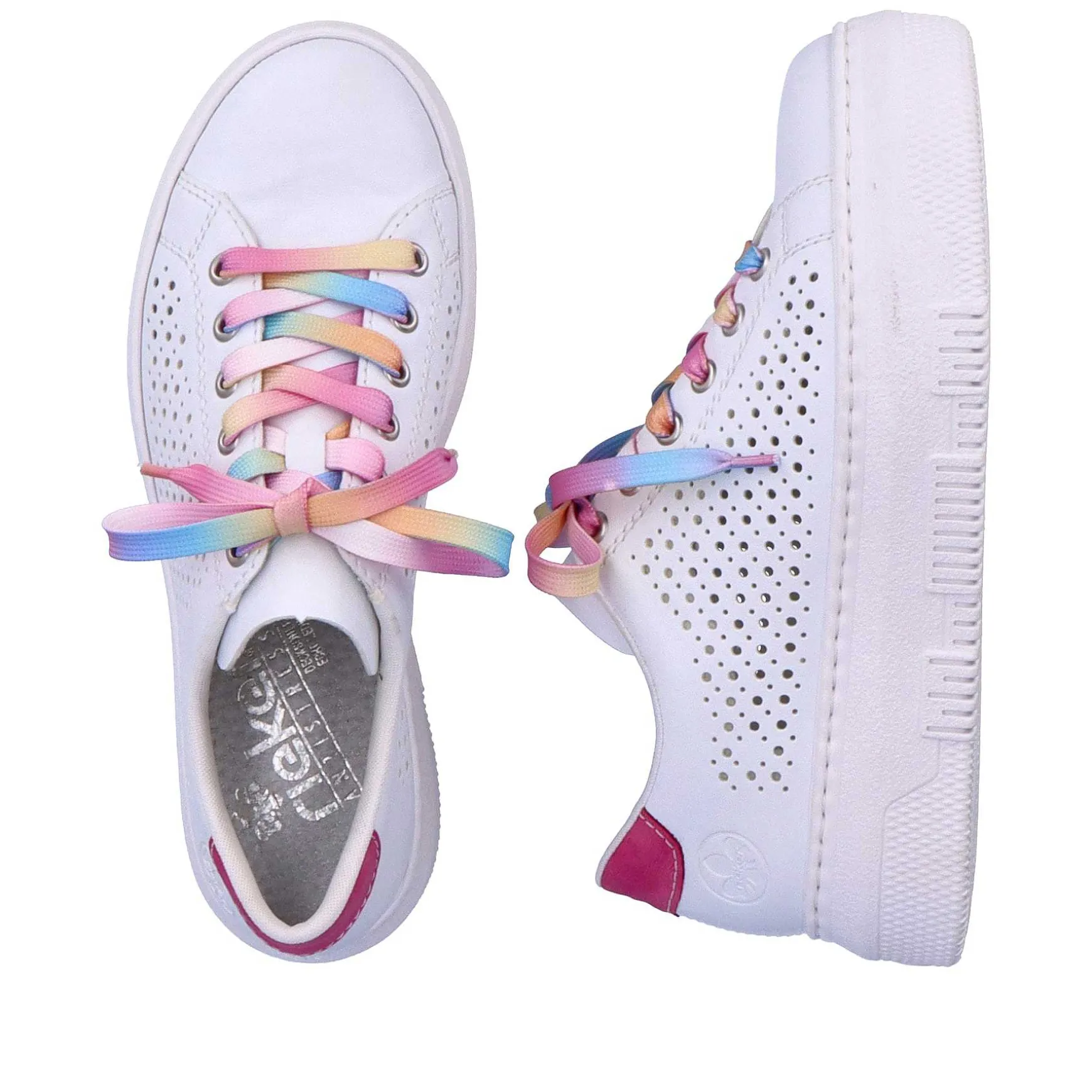 Rieker Women'S Sneaker Low Cream White-Flamigor Pink