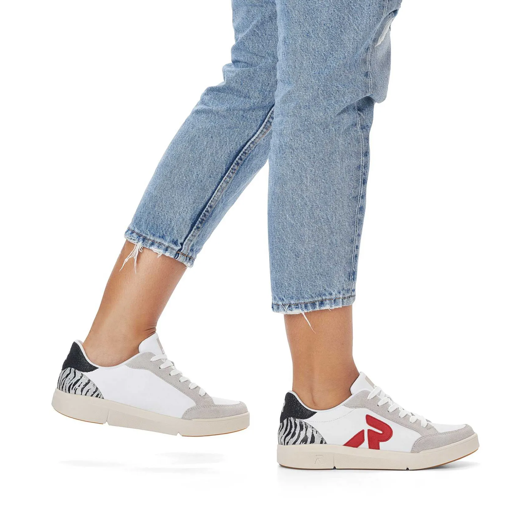 Rieker Women'S Sneaker Low Swan-White Arctic-Grey Zebra