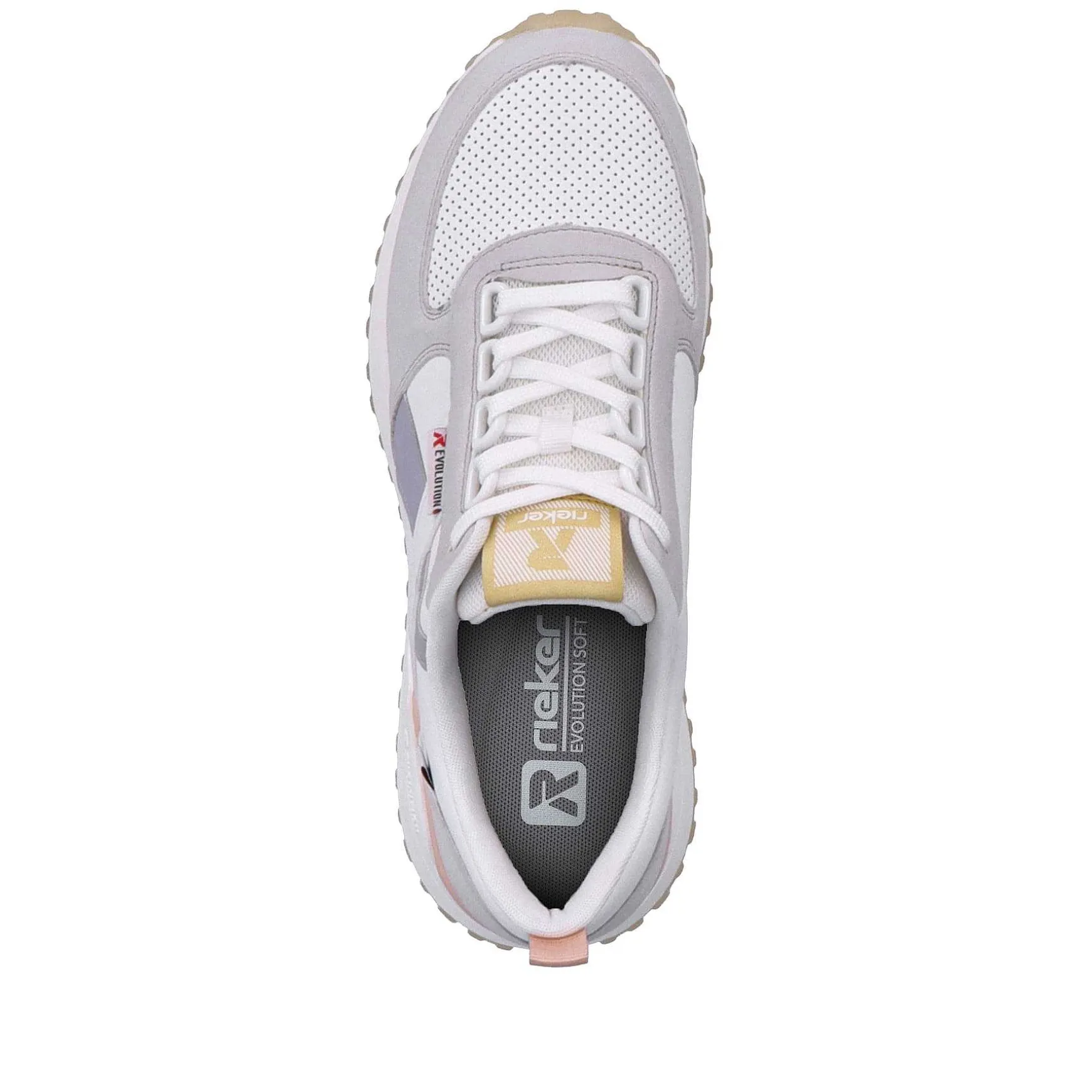 Rieker Women'S Sneaker Low Swan-White Clay-Beige Pastel